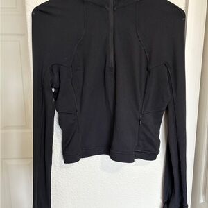 Lululemon Rulu Cropped Half Zip Women's Black Long Sleeve Top
